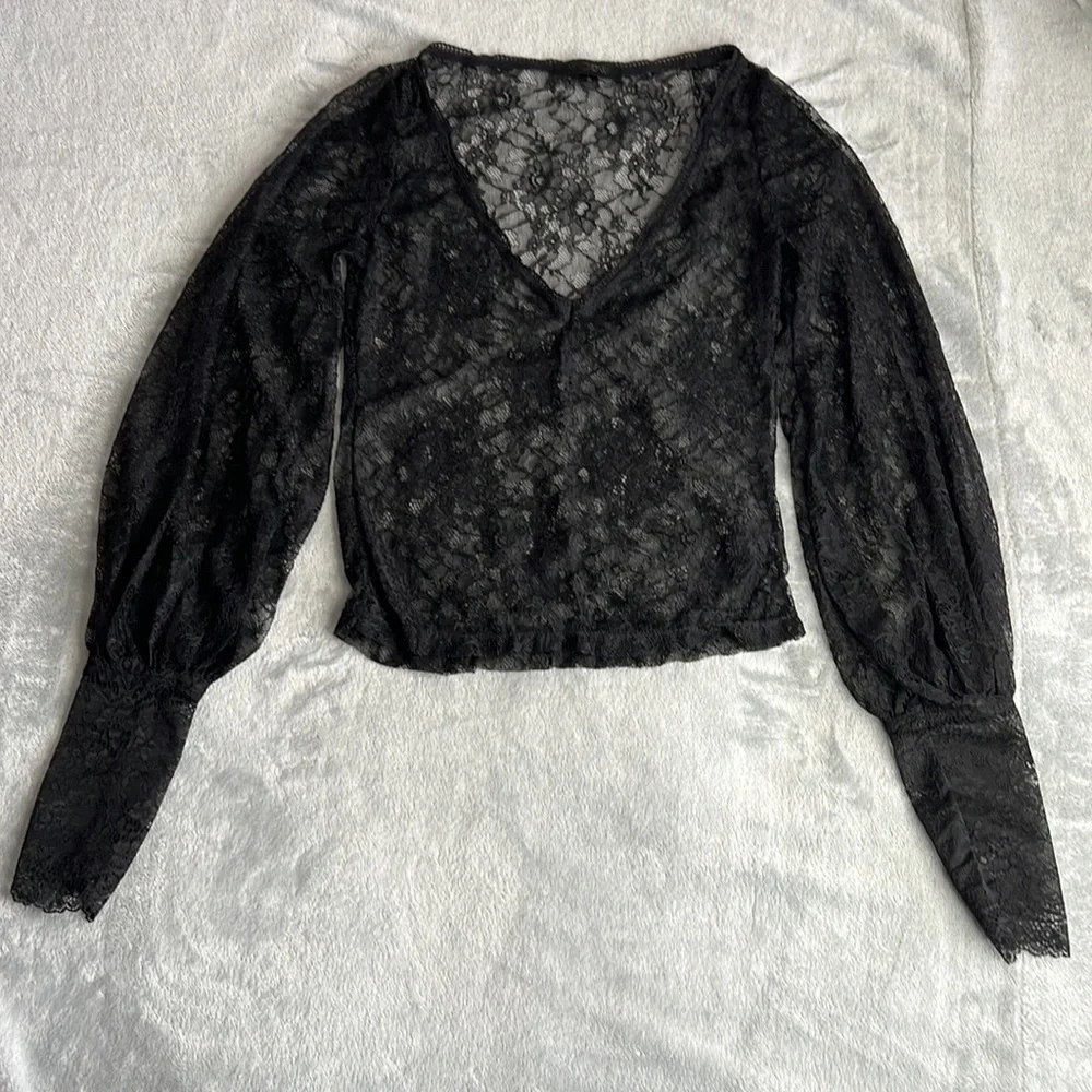 NWOT Widow Midnight Hour Victorian Blouse Top Black Size Small - Picture 5 of 14